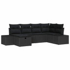 Gartensofa-set mit Kissen 6 pcs Schwarz Poly-Rattan
