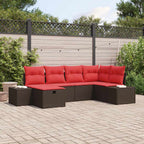Gartensofa-set mit Kissen 6 pcs Braun Poly-Rattan