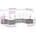 Gartensofa-set mit Kissen 6 pcs Braun Poly-Rattan