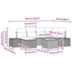 Gartensofa-set mit Kissen 7 pcs Schwarz Poly-Rattan