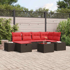 Gartensofa-set mit Kissen 7 pcs Braun Poly-Rattan