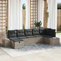 Gartensofa-set mit Kissen 7 pcs Grau Poly-Rattan