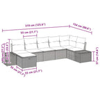 Gartensofa-set mit Kissen 7 pcs Schwarz Poly-Rattan