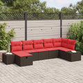 Gartensofa-set mit Kissen 7 pcs Braun Poly-Rattan