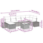 Gartensofa-set mit Kissen 8 pcs Grau Poly-Rattan