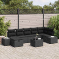 Gartensofa-set mit Kissen 8 pcs Schwarz Poly-Rattan