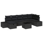 Gartensofa-set mit Kissen 8 pcs Schwarz Poly-Rattan