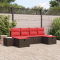 Gartensofa-set mit Kissen 6 pcs Braun Poly-Rattan