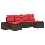 Gartensofa-set mit Kissen 6 pcs Braun Poly-Rattan