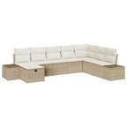 Gartensofa-set mit Kissen 8 pcs Beige Poly-Rattan