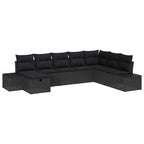 Gartensofa-set mit Kissen 8 pcs Schwarz Poly-Rattan