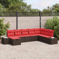 Gartensofa-set mit Kissen 8 pcs Braun Poly-Rattan
