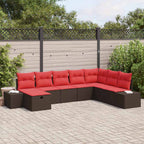 Gartensofa-set mit Kissen 8 pcs Braun Poly-Rattan