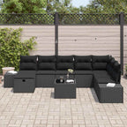 Gartensofa-set mit Kissen 9 pcs Schwarz Poly-Rattan