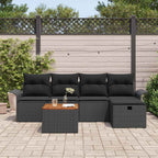 Gartensofa-set mit Kissen 6 pcs Schwarz Poly-Rattan