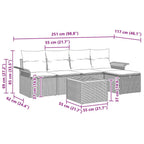 Gartensofa-set mit Kissen 6 pcs Schwarz Poly-Rattan