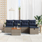 Gartensofa-set mit Kissen mit Speicher 6 pcs Grau Poly-Rattan