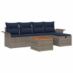 Gartensofa-set mit Kissen mit Speicher 6 pcs Grau Poly-Rattan