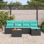Gartensofa-set mit Kissen 6 pcs Schwarz Poly-Rattan