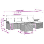 Gartensofa-set mit Kissen 6 pcs Schwarz Poly-Rattan