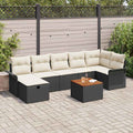 Gartensofa-set mit Kissen 8 pcs Schwarz Poly-Rattan