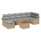 Gartensofa-set mit Kissen mit Speicher 8 pcs Beige Poly-Rattan