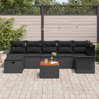 Gartensofa-set mit Kissen 8 pcs Schwarz Poly-Rattan