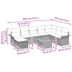 Gartensofa-set mit Kissen mit Speicher 9 pcs Grau Poly-Rattan