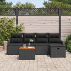 Gartensofa-set mit Kissen 6 pcs Schwarz Poly-Rattan