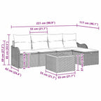 Gartensofa-set mit Kissen 6 pcs Schwarz Poly-Rattan