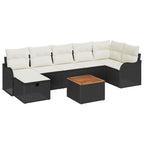 Gartensofa-set mit Kissen 8 pcs Schwarz Poly-Rattan