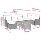 Gartensofa-set mit Kissen mit Speicher 8 pcs Grau Poly-Rattan