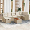Gartensofa-set mit Kissen mit Speicher 8 pcs Beige Poly-Rattan