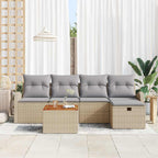 Gartensofa-set mit Kissen mit Speicher 6 pcs Beige Poly-Rattan
