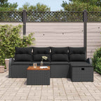 Gartensofa-set mit Kissen 6 pcs Schwarz Poly-Rattan