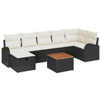 Gartensofa-set mit Kissen 8 pcs Schwarz Poly-Rattan