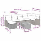 Gartensofa-set mit Kissen mit Speicher 8 pcs Grau Poly-Rattan