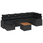 Gartensofa-set mit Kissen 8 pcs Schwarz Poly-Rattan