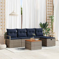 Gartensofa-set mit Kissen mit Speicher 6 pcs Grau Poly-Rattan