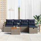 Gartensofa-set mit Kissen mit Speicher 6 pcs Grau Poly-Rattan