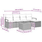 Gartensofa-set mit Kissen mit Speicher 6 pcs Grau Poly-Rattan