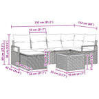 Gartensofa-set mit Kissen 7 pcs Schwarz Poly-Rattan