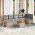 Gartensofa-set mit Kissen mit Speicher 8 pcs Beige Poly-Rattan