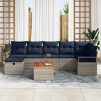 Gartensofa-set mit Kissen mit Speicher 8 pcs Grau Poly-Rattan