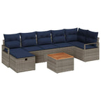 Gartensofa-set mit Kissen mit Speicher 8 pcs Grau Poly-Rattan