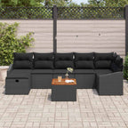 Gartensofa-set mit Kissen 8 pcs Schwarz Poly-Rattan