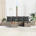 Gartensofa-set mit Kissen mit Speicher 6 pcs Grau Poly-Rattan