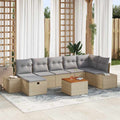 Gartensofa-set mit Kissen mit Speicher 8 pcs Beige Poly-Rattan