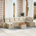 Gartensofa-set mit Kissen mit Speicher 8 pcs Beige Poly-Rattan