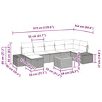 Gartensofa-set mit Kissen 8 pcs Schwarz Poly-Rattan